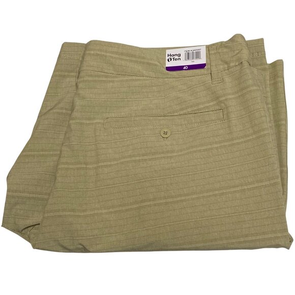 Hang Ten Mens Khaki Flat Front Shorts Cotton Blend  Comfort Size 40 NWT - Picture 5 of 6